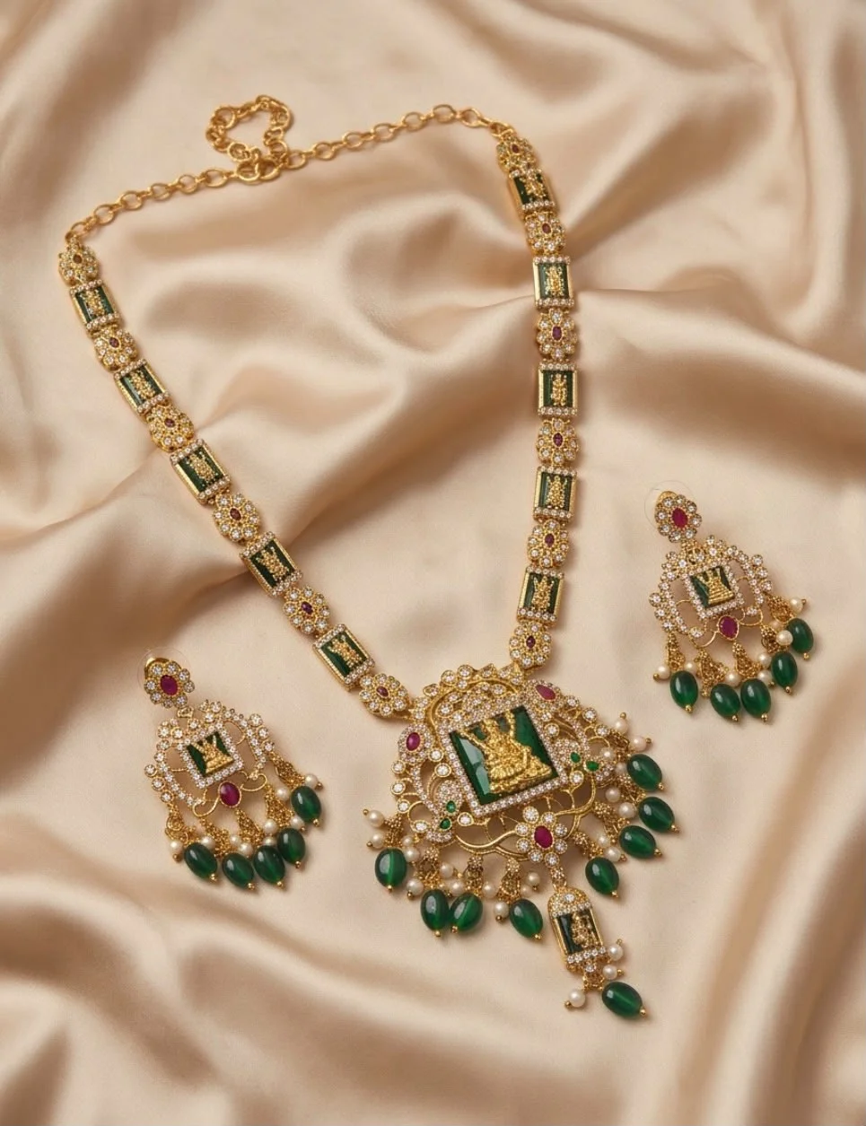 Gold-Plated Dasavatharam Temple Jewellery Necklaces Set