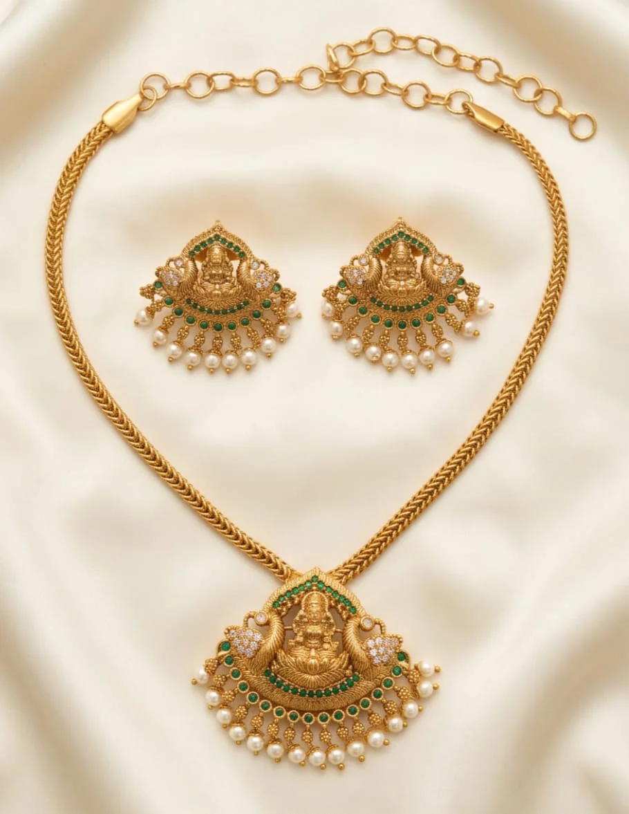 Antique Gold Plated Temple Necklace Set