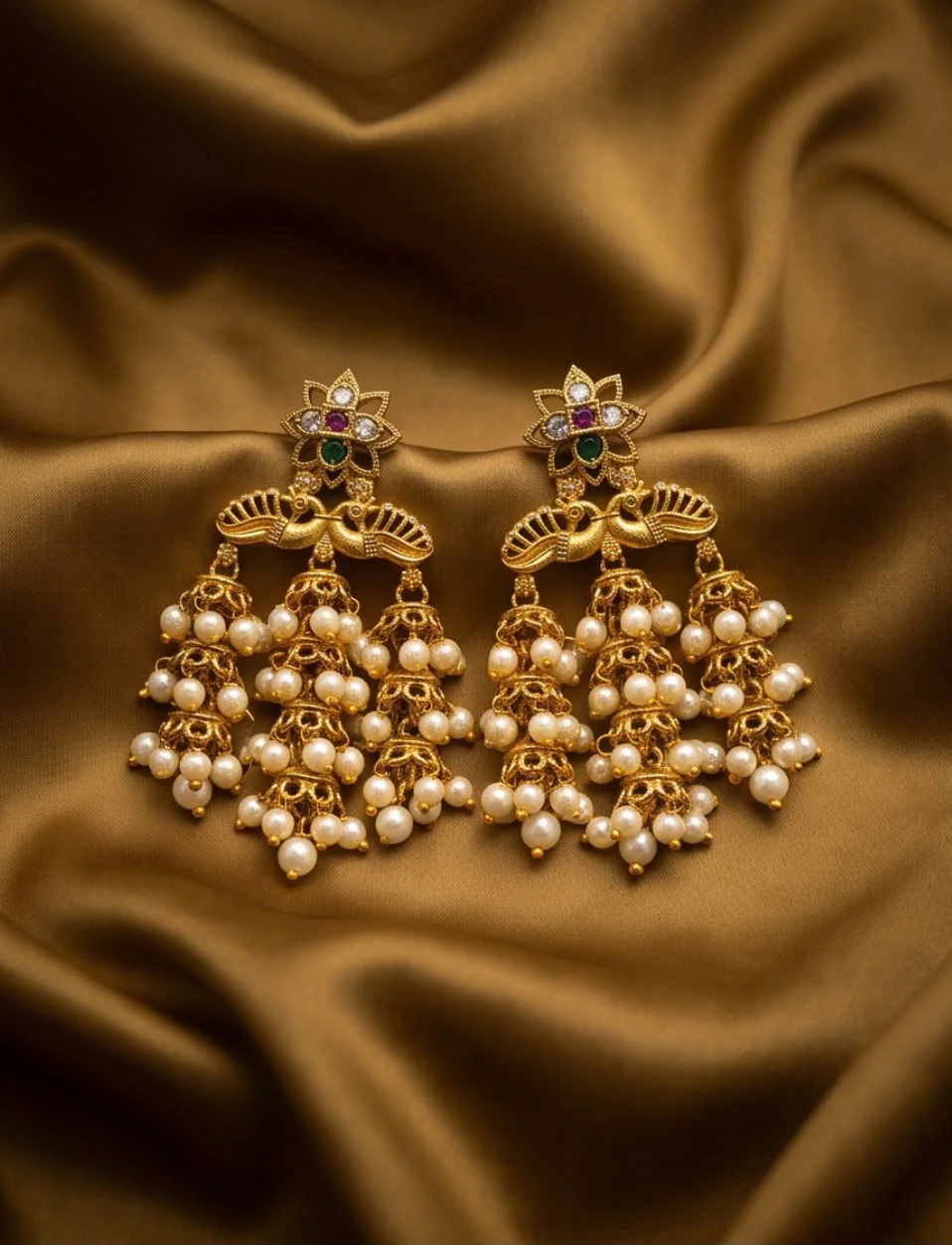 Gold-Plated Earrings Feature A Twin Peacock Design view 6