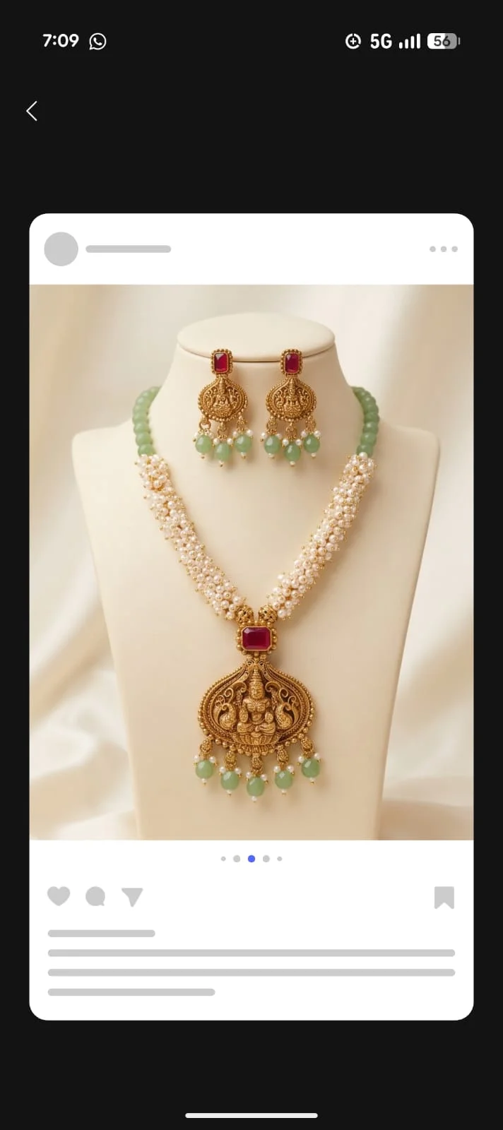 A Stunning Goddess Lakshmi Temple Jewellery Necklace Featuring An Antique Gold Finish Lakshmi Pendant, view 5