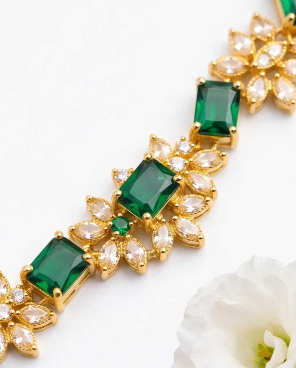 Gold Plated Necklace Set With Teardrop Earrings alternate view