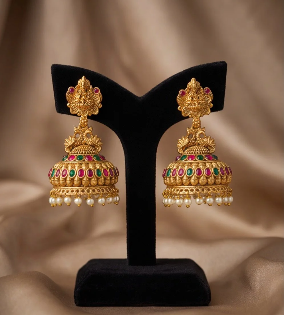 Gold Plated Temple Jhumka alternate view