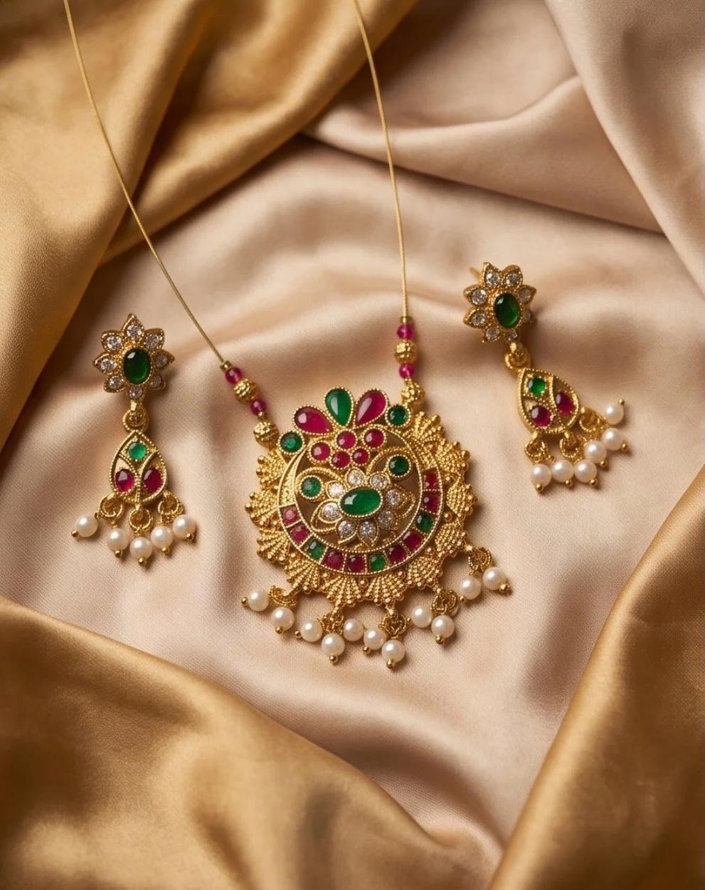 Chain With Red And Green Stones VRN25